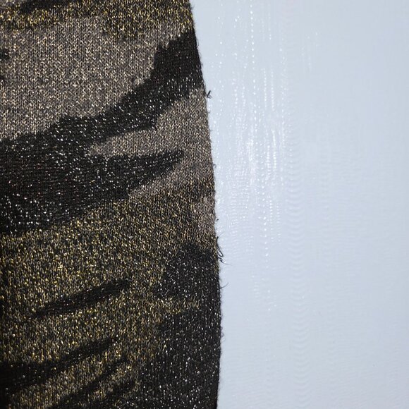 JL Jennifer Lopez Medium Green Black Metallic Camo Pull On Knee Length Skirt - Picture 4 of 9